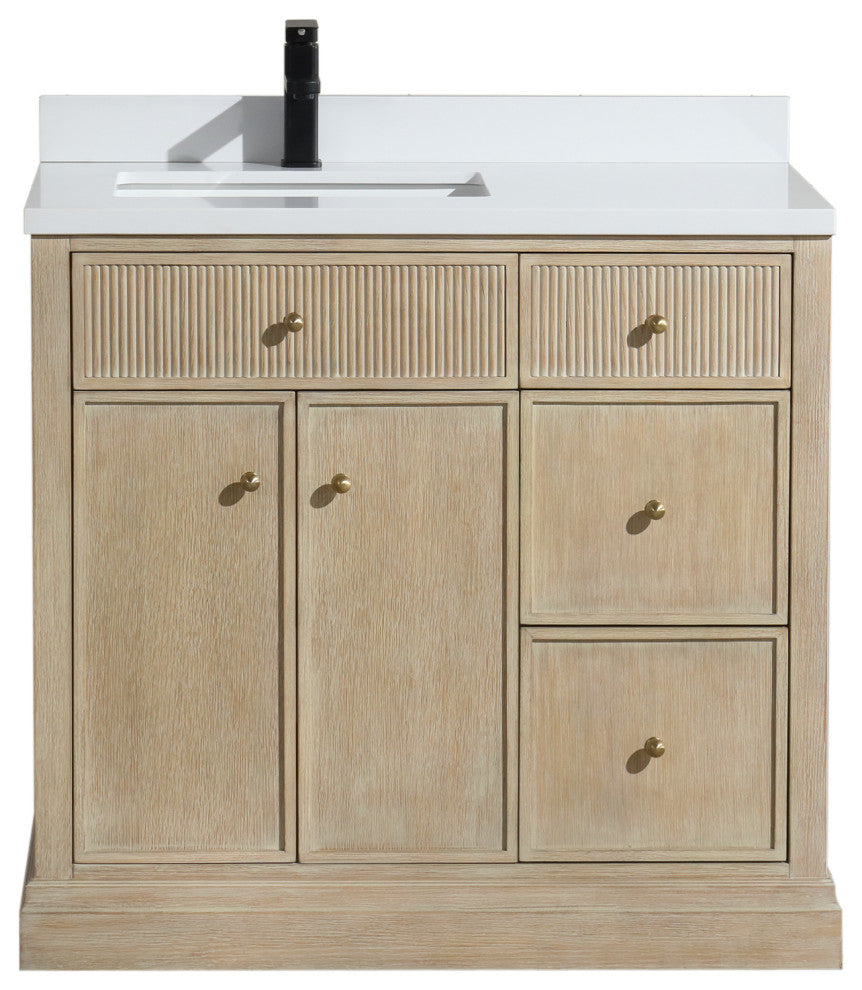 Redondo Bathroom Vanity, Ash Oak, 36", Single Sink, Freestanding
