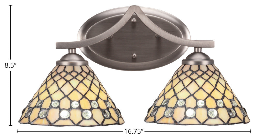 Zilo 2 Light Bath Bar Shown, Graphite Finish With 7" Starlight Art Glass