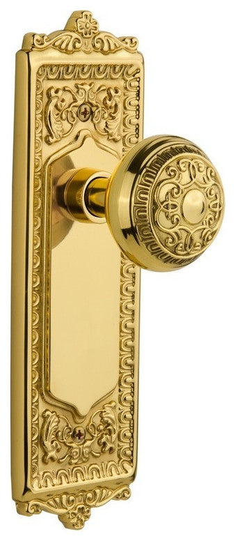 Single Egg & Dart Plate With Egg & Dart Knob, Polished Brass, Unlacquered Brass