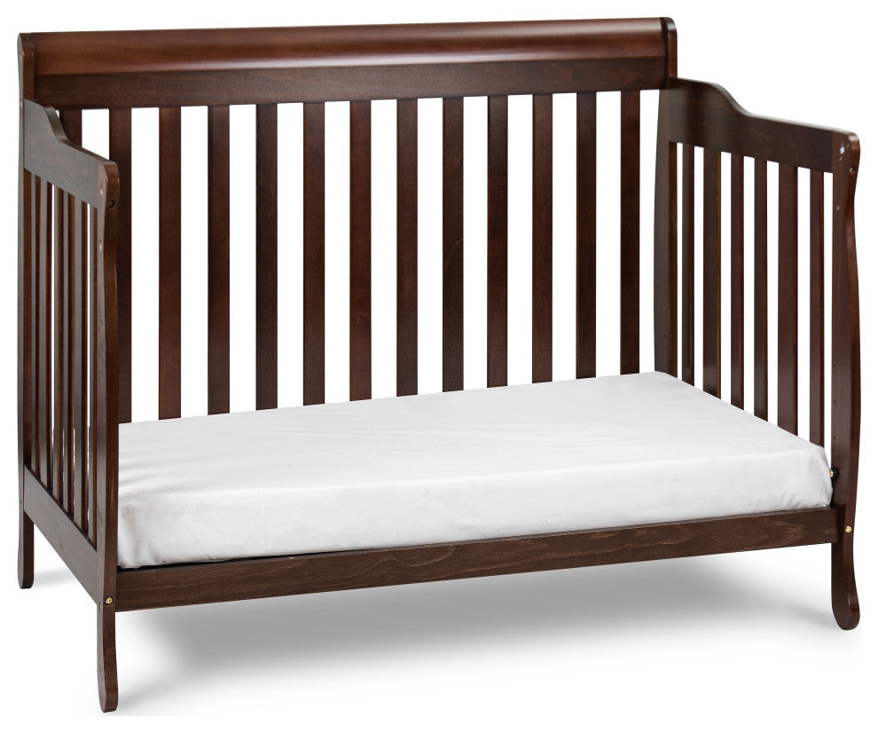 Baby Mile Eve 4-in-1 Convertible Crib With Guardrail, Espresso