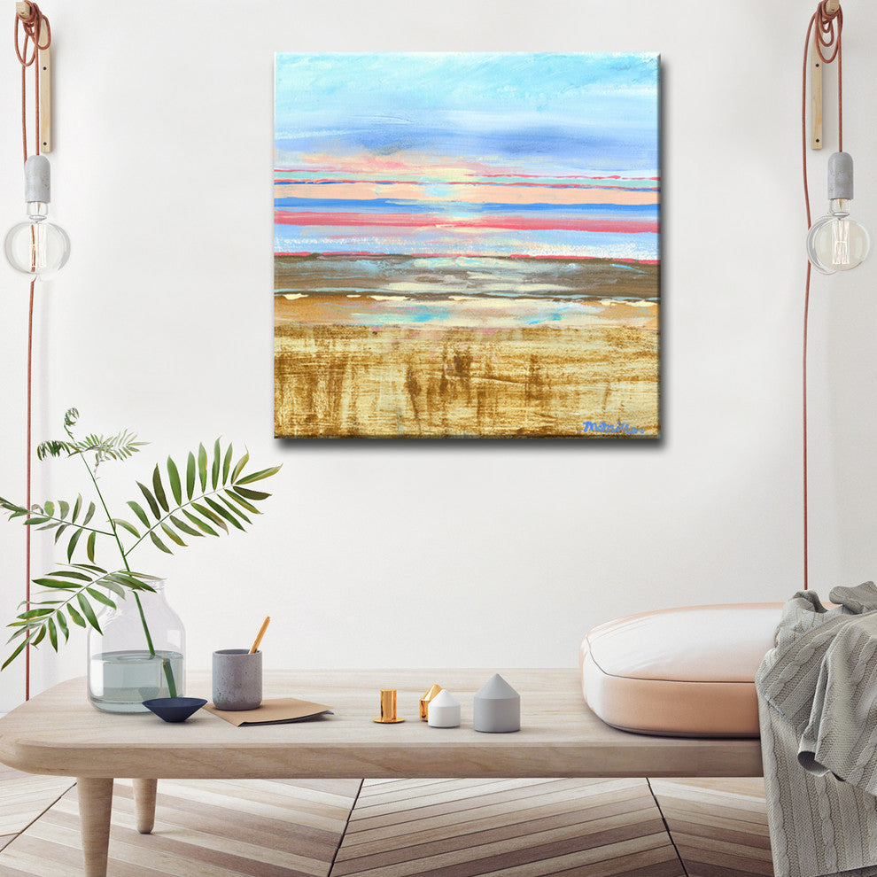 Red Horizon' Canvas by Leslie Owens, 20"x20"