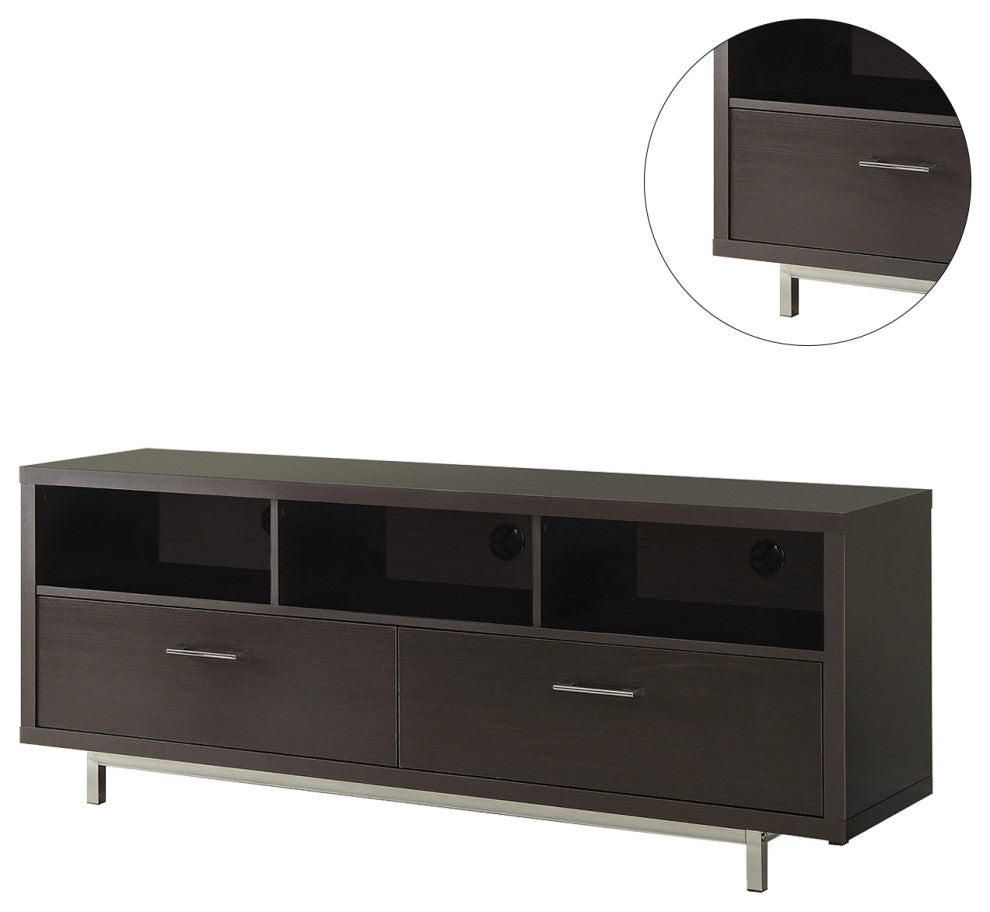 Cappuccino TV Console with 2 Drawers and Open Shelf