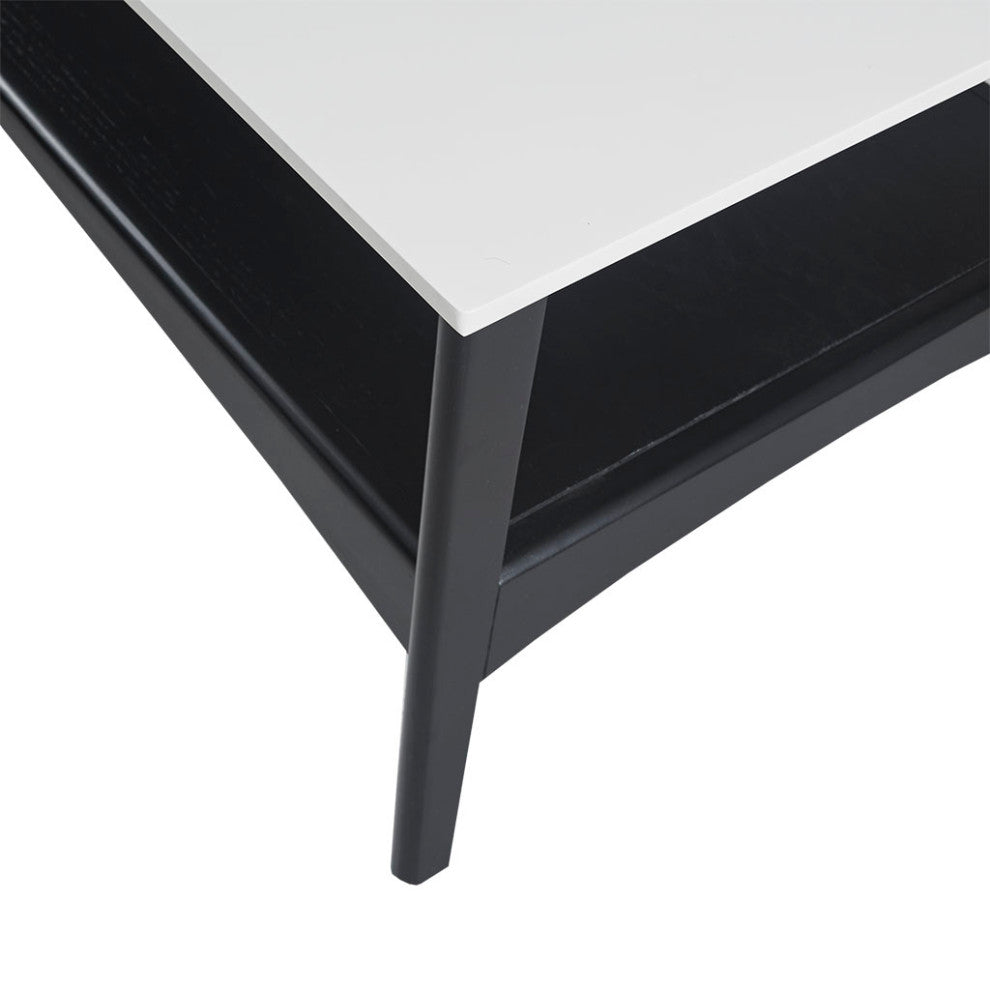 Madison Park Parker Mid-Century Modern Natural Wood Coffee Table, Black