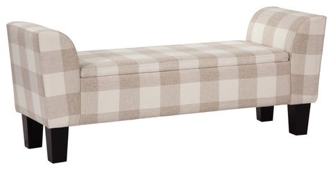 Claire Upholstered Flip Top Storage Bench by Grafton Home, Linen and Cream Check