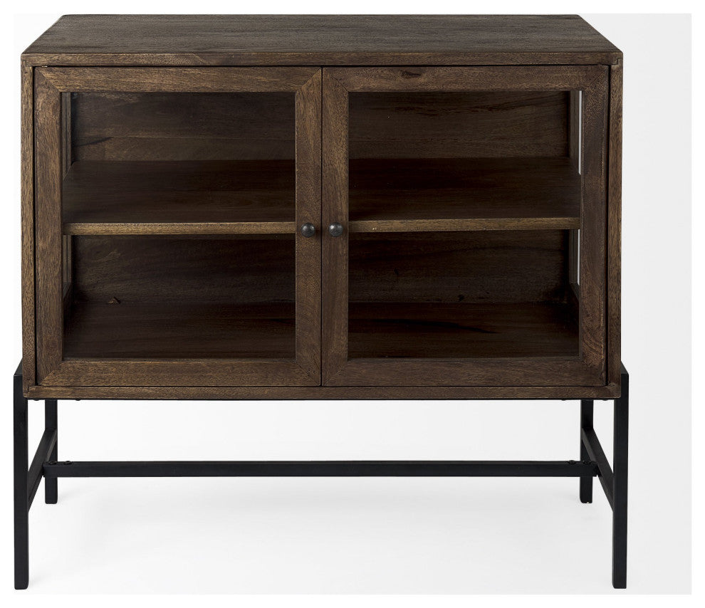 Rustic Dark Brown Two Door Shadowbox Cabinet