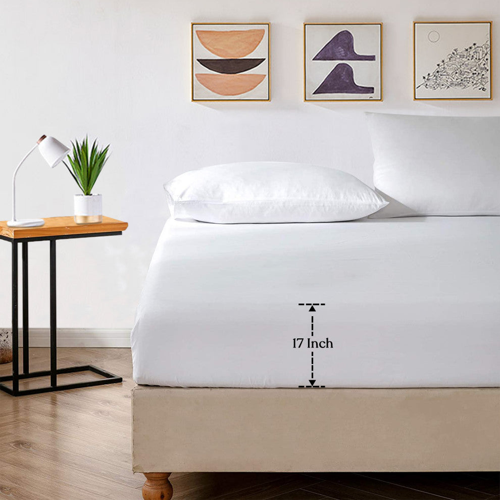GOTS Certified 300TC Organic Cotton Wrinkle Resistant Fitted Sheet 17" Pockets,