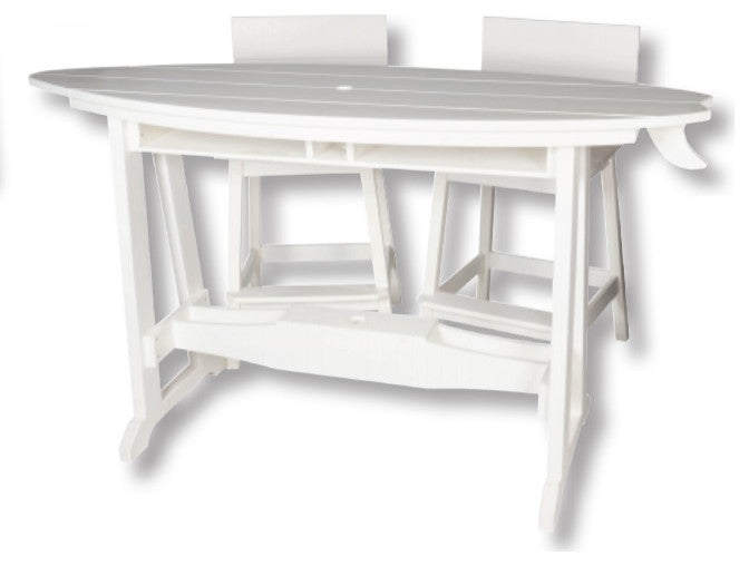 6' Surfboard Table, 4 Chairs, All Weather Outdoor Poly Set, White