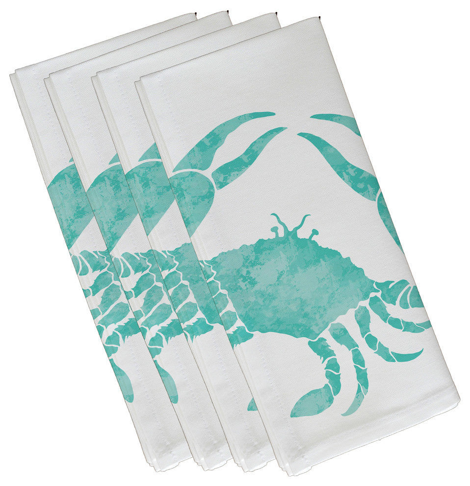 Crab, Animal Print Napkin, Aqua, Set of 4