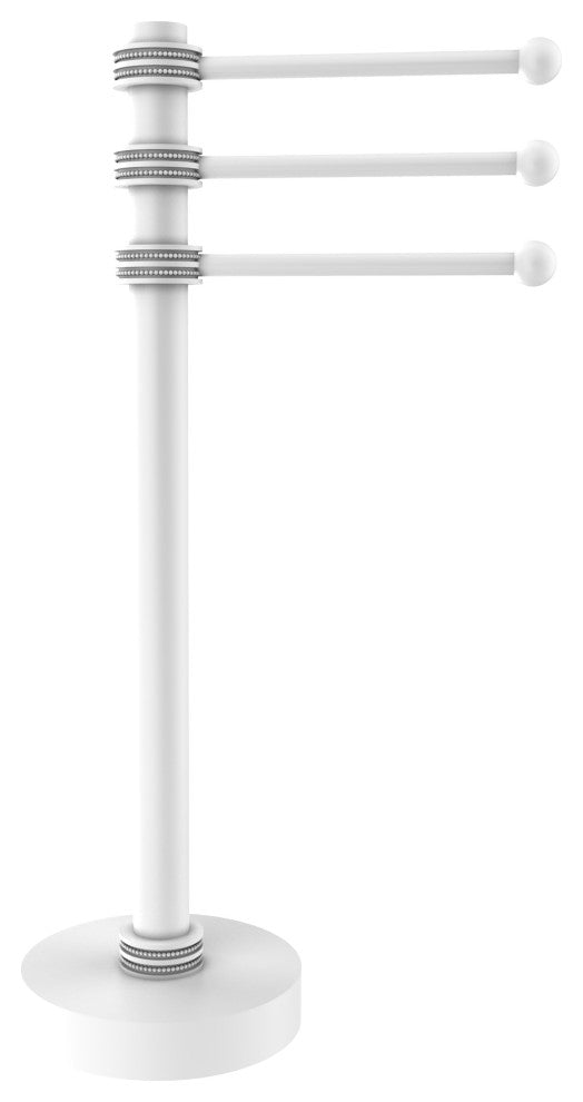 Vanity Top 3 Swing Arm Towel Holder with Dotted Accents, Matte White