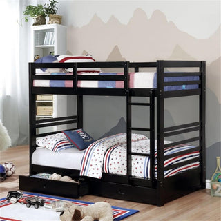 Furniture of America Tomi Wood Twin over Twin Storage Bunk Bed in Black