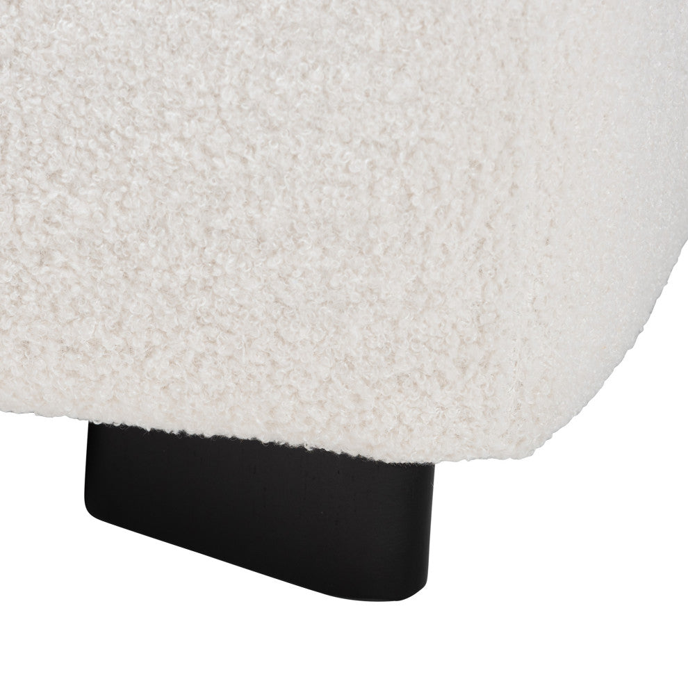 Demeter Ivory Boucle Ottoman, Square