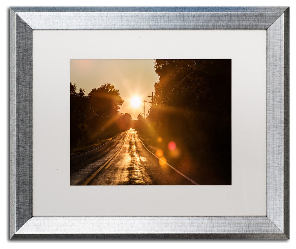 Jason Shaffer 'Sun Soaked Road', Silver Frame, White Mat, 20x16
