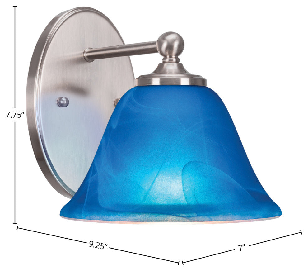 Capri 1-Light Wall Sconce, Brushed Nickel/Blue Italian