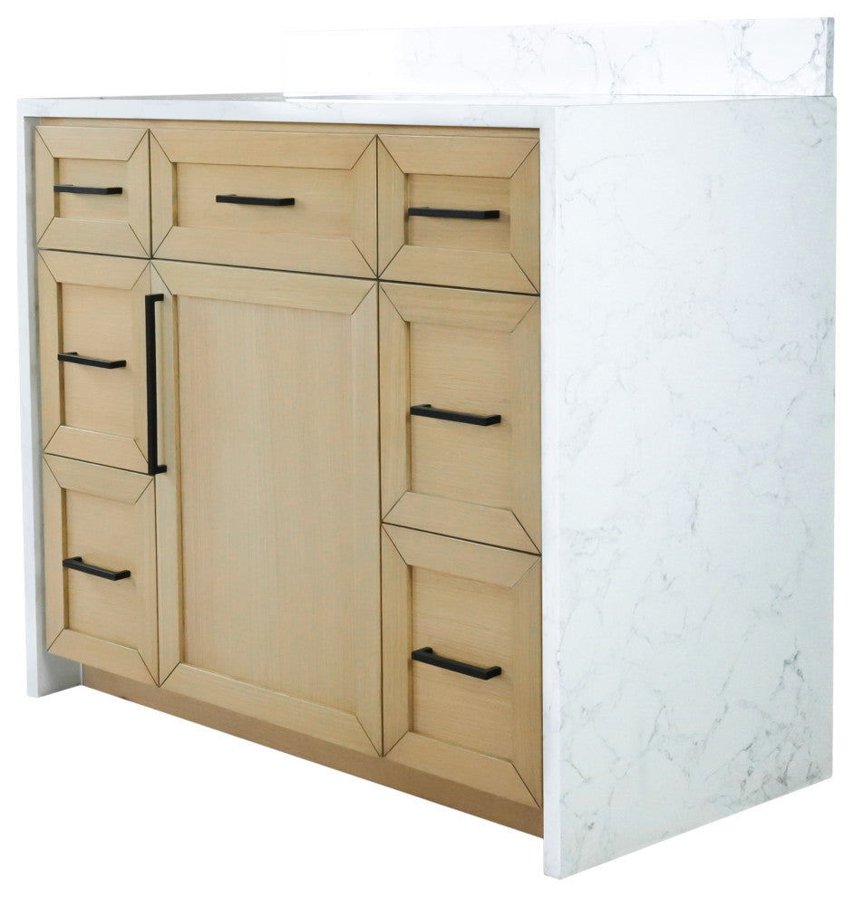 Palisade 42" Bathroom Vanity, Blonde, Engineered Marble
