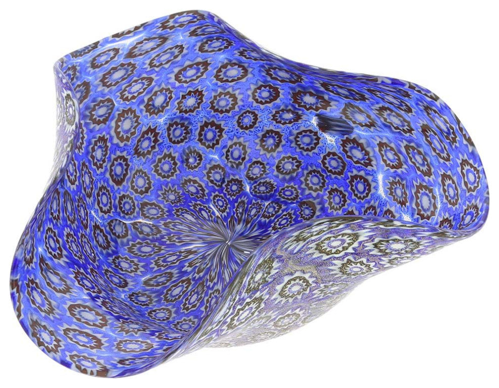 GlassOfVenice Murano Glass Millefiori Decorative Bowl - Classic Blue