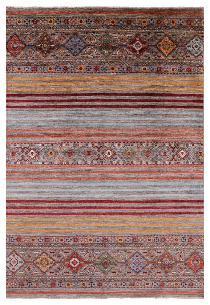 6' 10" X 10' 1" Hand Knotted Super Kazak Khorjin Rug - Q12303
