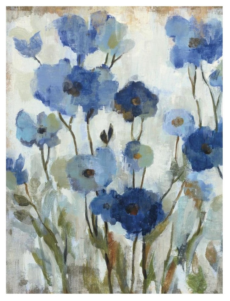 "Abstracted Floral in Blue II" Digital Paper Print by Silvia Vassileva, 20"x26"