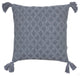 Grey Machine Woven with Tassels Hughes Throw Pillow, 20" x 20"
