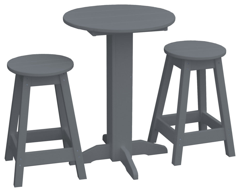 Poly Lumber Bistro Set, Dark Grey, Round