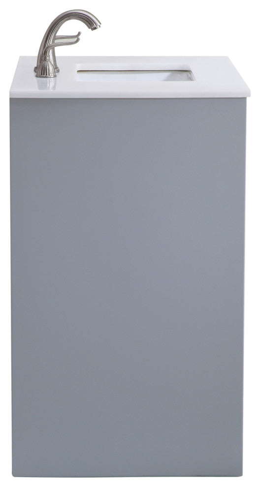 30" Single Bathroom Vanity, Grey With Ivory White Quartz