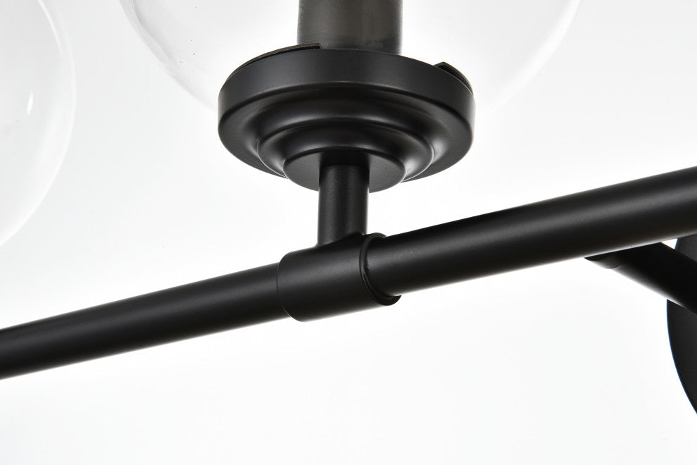4 Light Black And Clear Bath Sconce