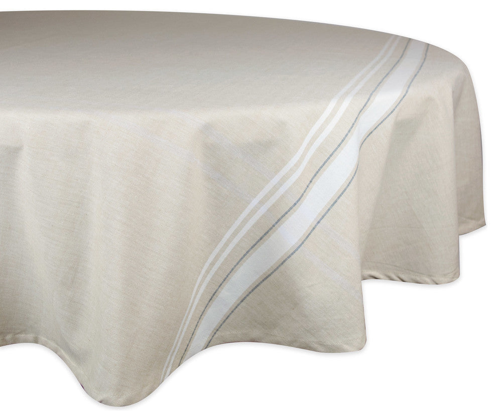 DII White French Stripe Tablecloth 70" Round