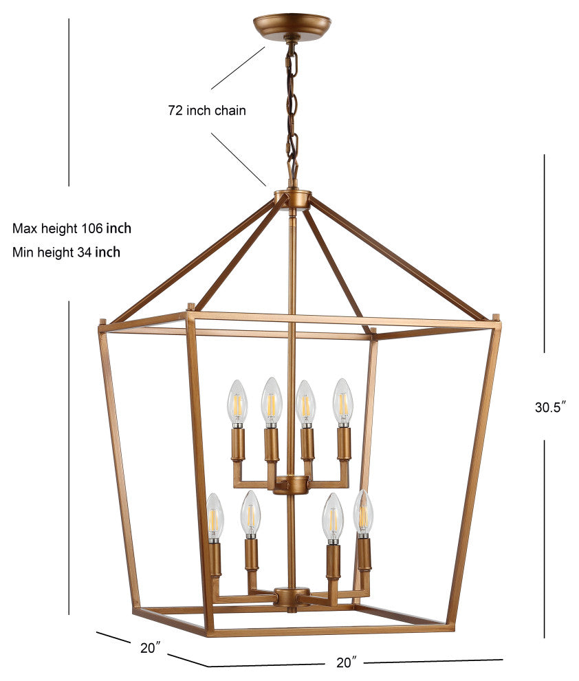 Pagoda Lantern Metal LED Pendant, Antique Gold, Width: 20"