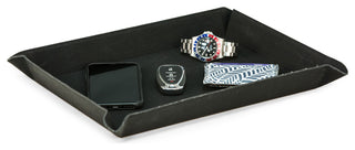 Large Black Leatherette Rectangular Valet