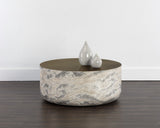 Diaz Coffee Table, Marble Look, Antique Brass
