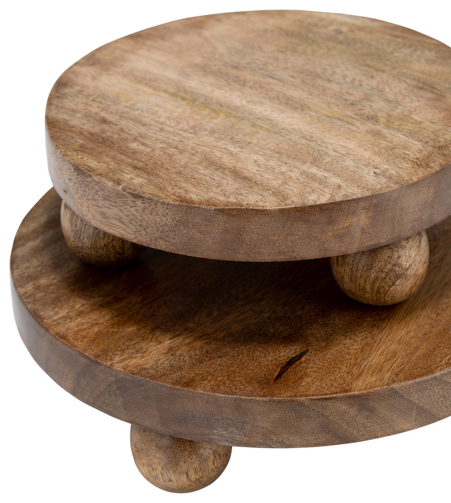 Wood, Set of 2 8/10"D Round Risers, Natural