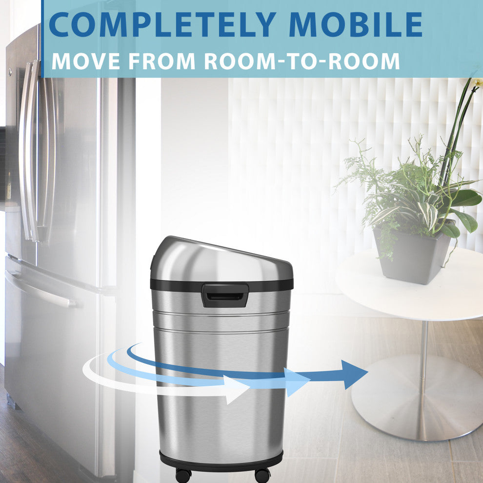 iTouchless Sensor Trash Can with Odor Control System and Wheels, 18 Gallon