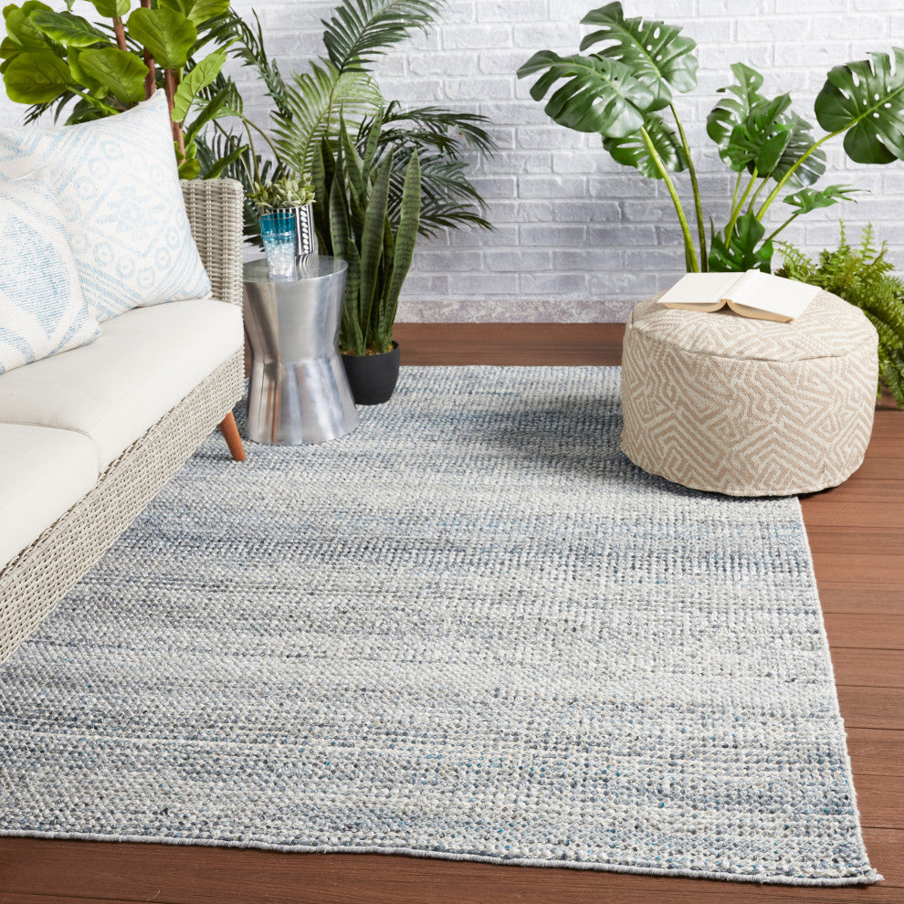 Jaipur Living Crispin Indoor/ Outdoor Solid Area Rug, Blue/White, 9'x12'