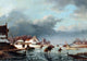 Andreas Schelfhout Figures Skating on a Frozen River Wall Decal