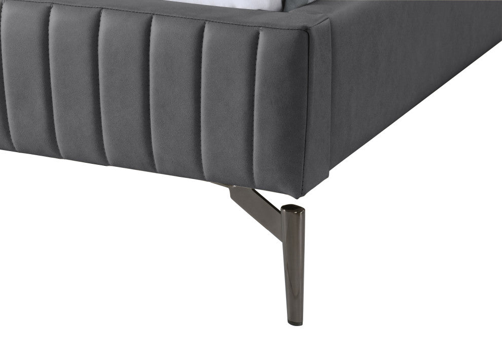 Gallo Vegan Leather Upholstered Bed, Gray, King