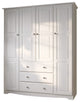 100% Solid Wood Family Wardrobe Armoire, White-Metal Knobs