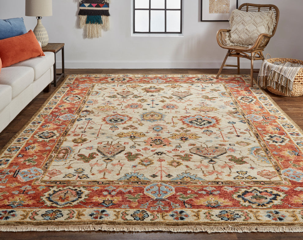 Weave & Wander Irie, Beige/Rust Orange, 8'-6" x 11'-6" Rug