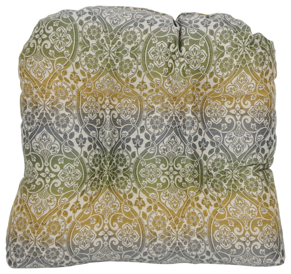 19" U-Shaped Premium Outdoor Tufted Chair Cushions, Set of 2, Festive Patina