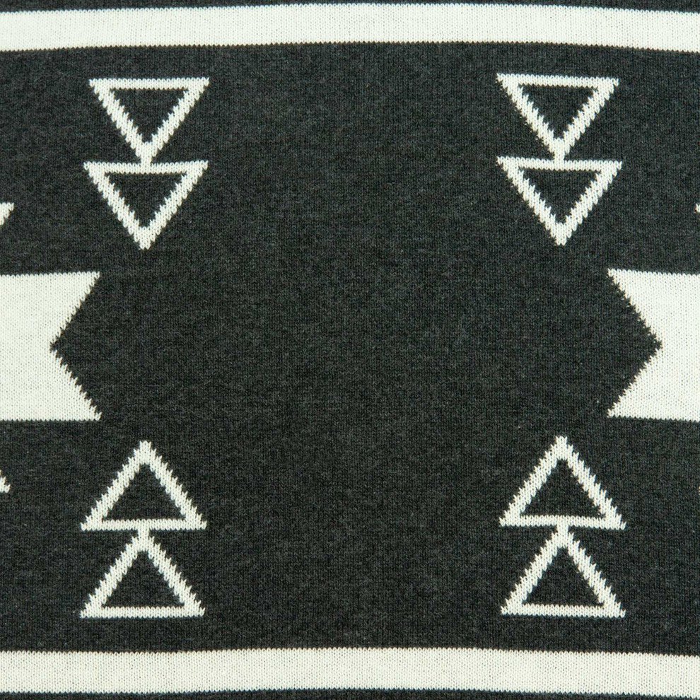 HomeRoots 20" x 7" x 20" Southwest Black Cotton Pillow Cover With Poly Insert