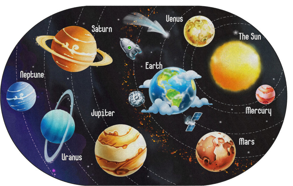 Flagship Carpets FA1028-45FS 7'6x12 All The Planets In My Solar SyStem Rug