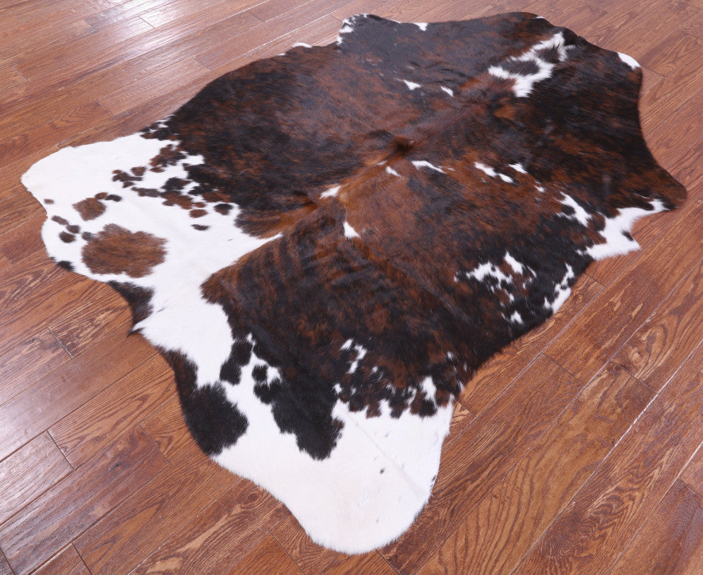 6' 8" X 5' 2" Tricolor Natural Cowhide Rug C2267