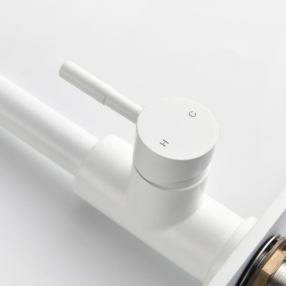 Wellfor Stainless Steel Kitchen Sink Faucet with Pull Down Spray, White