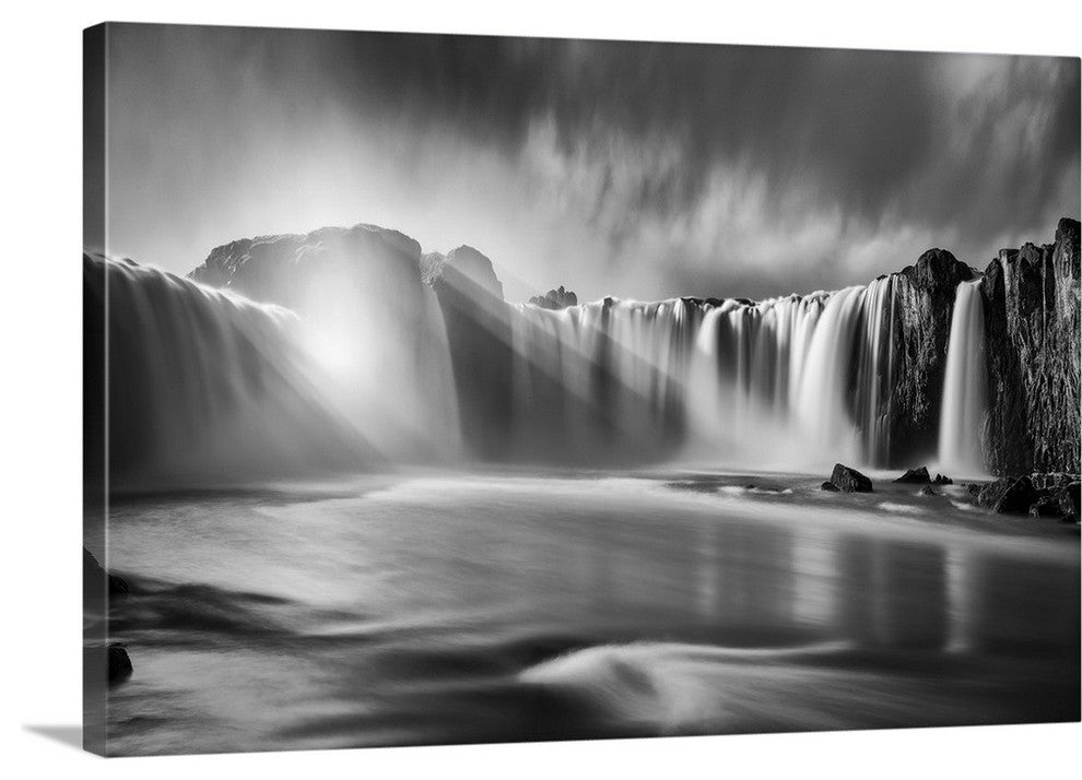 "Godafoss Rays" Wrapped Canvas Art Print, 24"x16"x1.5"