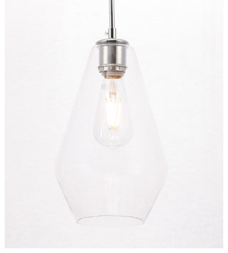 Living District Gene 1-Light Mid-Century Metal Pendant in Chrome and Clear