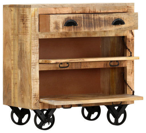 vidaXL Side Cabinet Chest of Drawers Sideboard with Wheels Solid Mango Wood