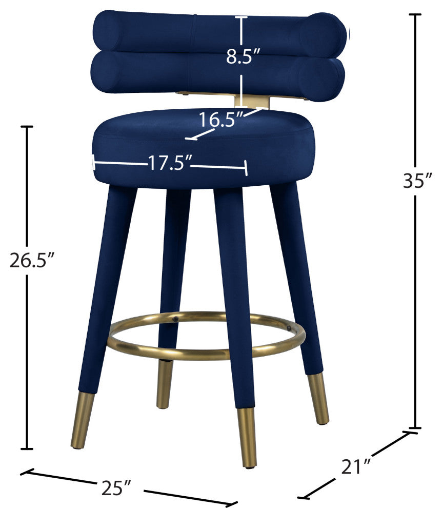 Fitzroy Velvet Upholstered Counter Height Stool (Set of 2)