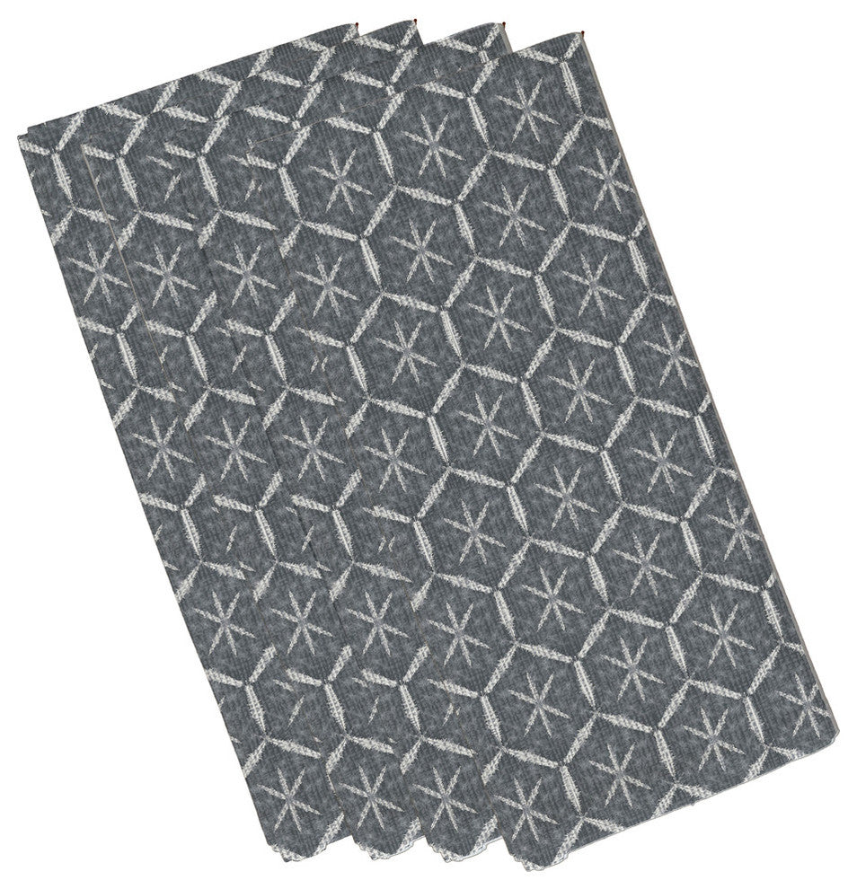 Tufted Geometric Print Napkin, Black (Set of 4), 19 x 19"