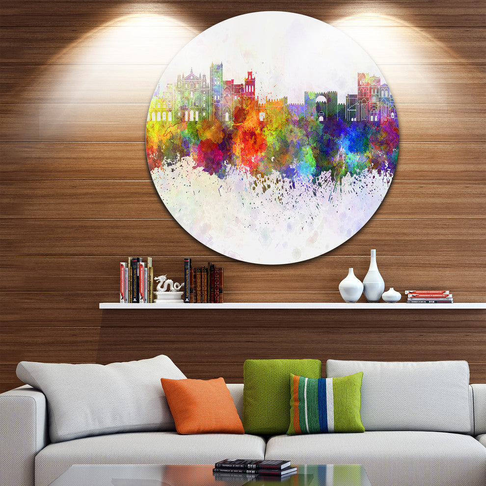 Avila Skyline, Cityscape Large Disc Metal Wall Art, 23"