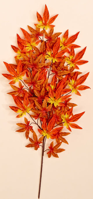 26" Japanese Maple Leaf Spray With 45 Leaves Orange