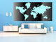 Studio Map Mural, Aqua Gradient, Wallpaper, 8 Panels, 142"x69"