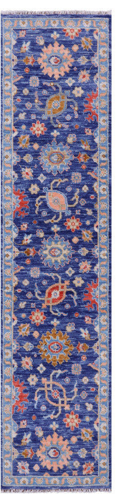 2' 5" X 10' 6" Runner Turkish Oushak Hand-Knotted Wool Rug - Q15917
